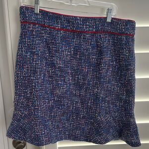 J. Crew Blue and Red Tweed A-Line Skirt